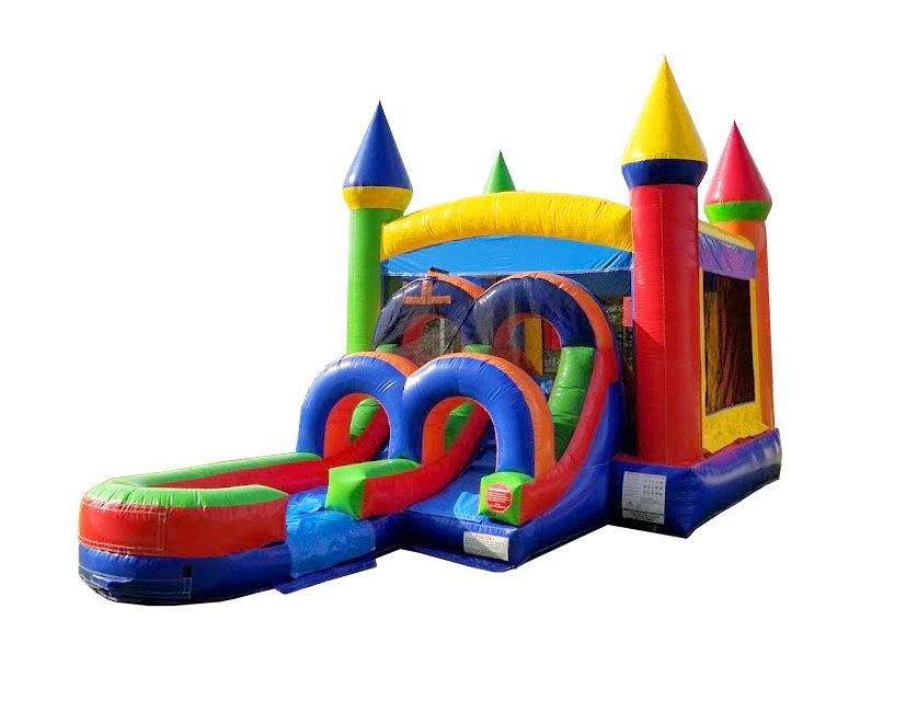 Rainbow Water Slide Bounce House Combo Mac Bounce Party Rentals