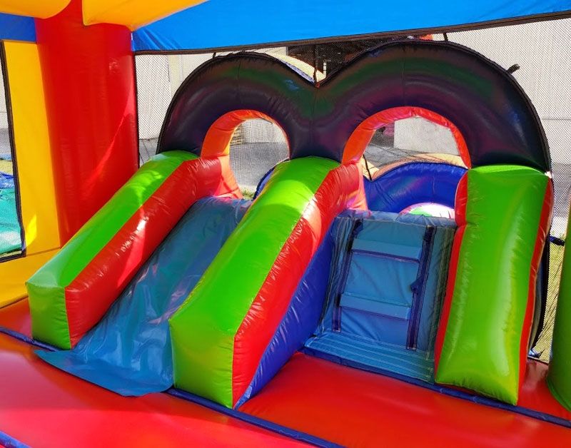 Rainbow Water Slide Bounce House Combo – Mac Bounce Party Rentals